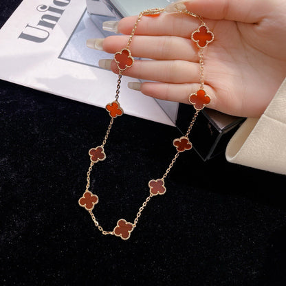 [Kincade Jewelrys]CLOVERS THE  10-MOTIFS CARNELIAN NECKLACE