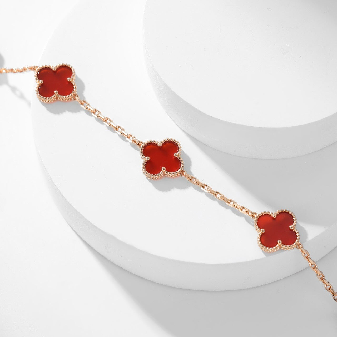 [Kincade Jewelrys]CLOVERS THE  10-MOTIFS CARNELIAN NECKLACE