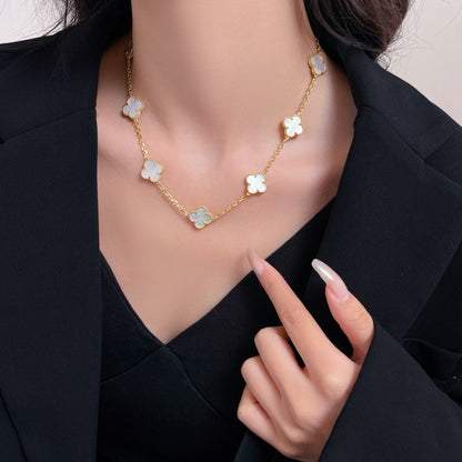 [Kincade Jewelrys]CLOVERS THE 10-MOTIFS WHITE MOTHER OF PEARL NECKLACE
