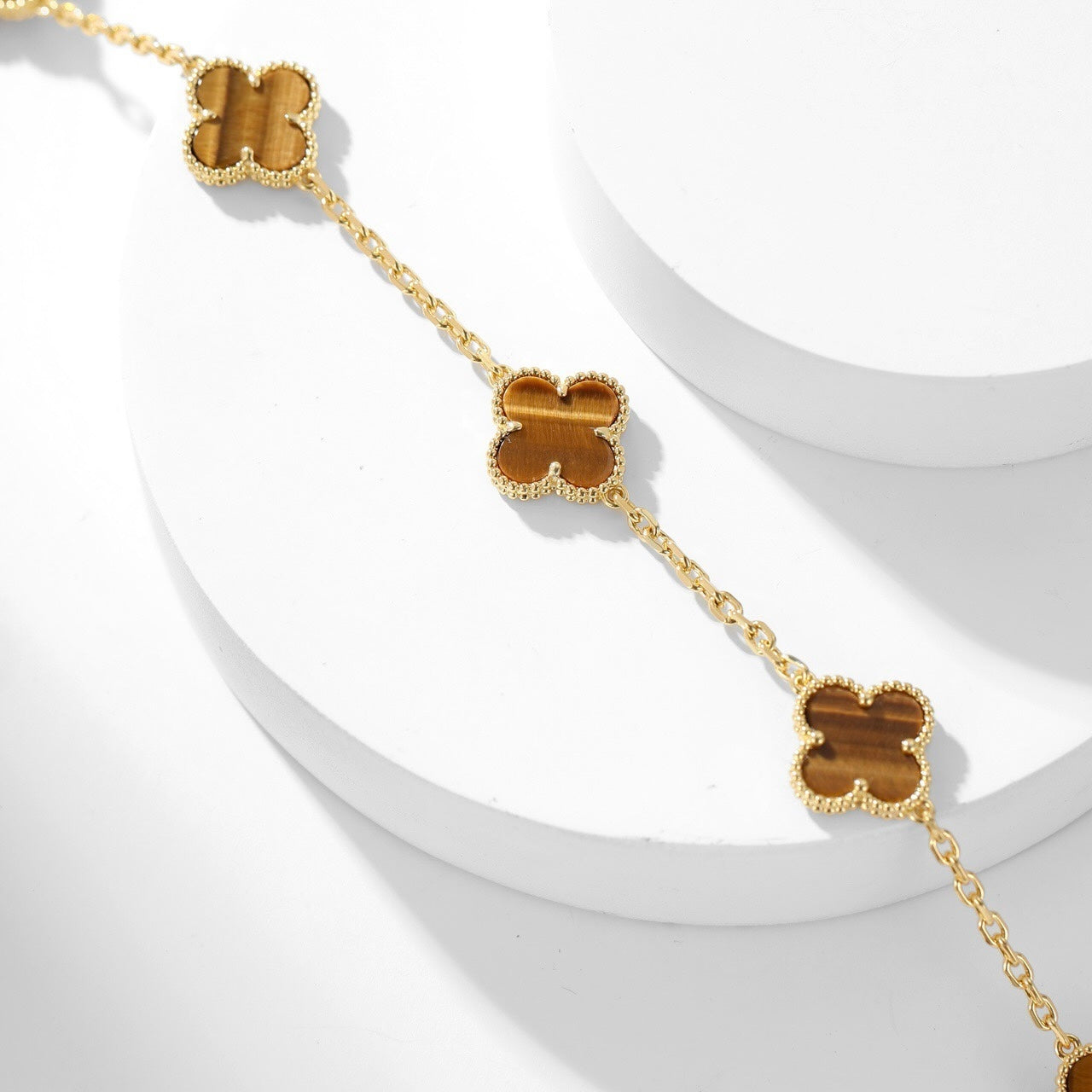[Kincade Jewelrys]CLOVERS THE 10-MOTIFS TIGER EYE NECKLACE
