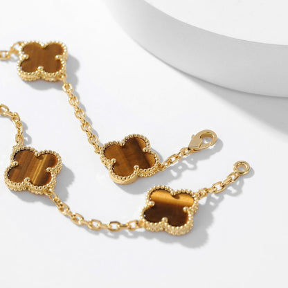[Kincade Jewelrys]CLOVERS THE 10-MOTIFS TIGER EYE NECKLACE