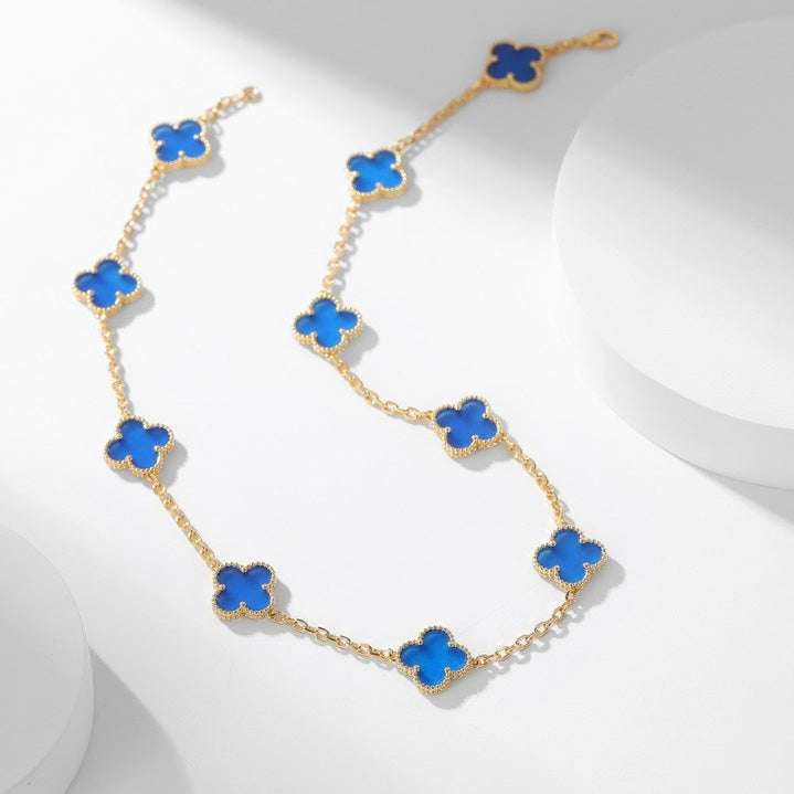 [Kincade Jewelrys]CLOVERS THE 10-MOTIFS BLUE AGATE NECKLACE
