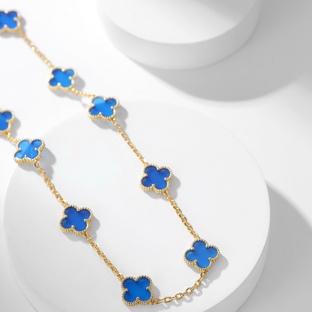 [Kincade Jewelrys]CLOVERS THE 10-MOTIFS BLUE AGATE NECKLACE