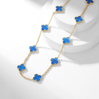 [Kincade Jewelrys]CLOVERS THE 10-MOTIFS BLUE AGATE NECKLACE