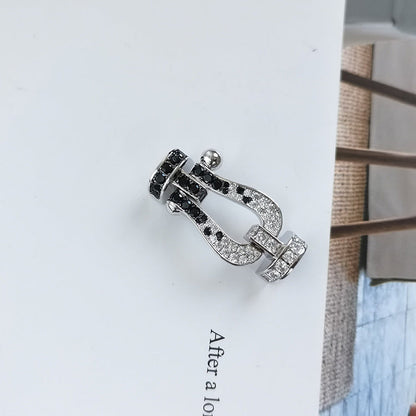 [Kincade Jewelrys]FORCE LARGE HORSESHOE BLACK WHITE DIAMOND BRACELET SILVER