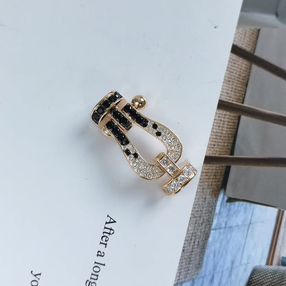 [Kincade Jewelrys]FORCE LARGE HORSESHOE BLACK WHITE DIAMOND BRACELET SILVER