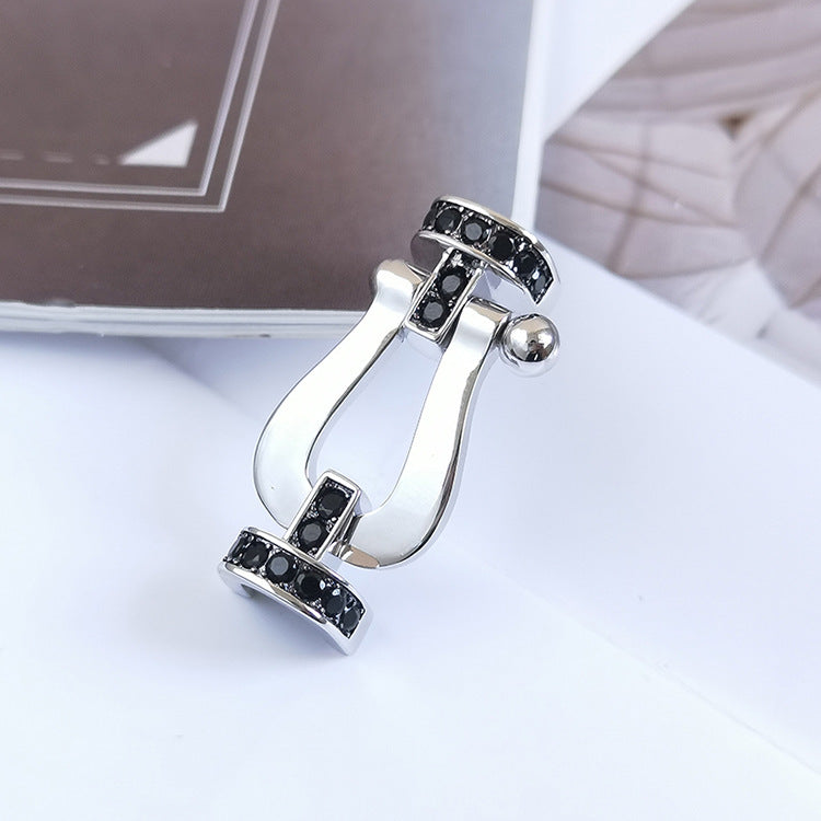 [Kincade Jewelrys]FORCE LARGE HORSESHOE BLACK DIAMOND BRACELET SILVER