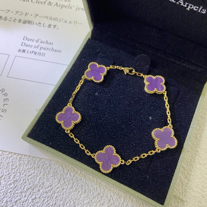 [Kincade Jewelrys]CLOVER  5 MOTIFS  PURPLE VIOLET BRACELET
