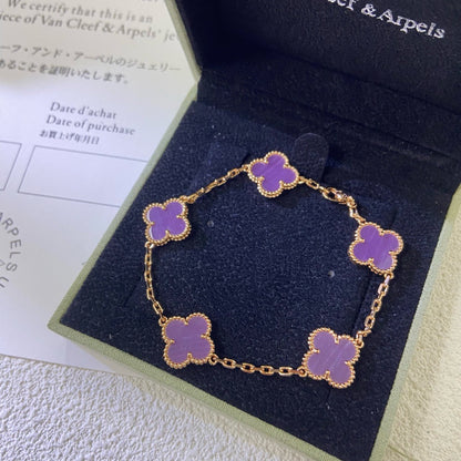 [Kincade Jewelrys]CLOVER  5 MOTIFS  PURPLE VIOLET BRACELET