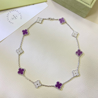 [Kincade Jewelrys]CLOVER 10 MOTIFS  PURPLE VIOLET DIAMOND NECKLACE