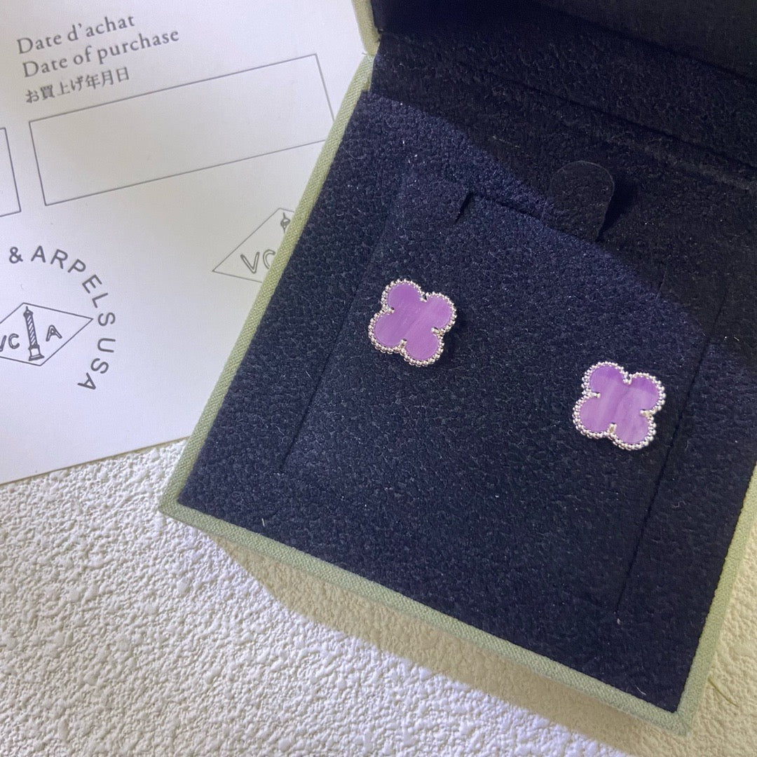 [Kincade Jewelrys]CLOVER MINI 9.5MM  PURPLE VIOLET EARRINGS