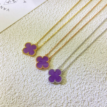 [Kincade Jewelrys]CLOVER 15MM  PURPLE VIOLET NECKLACE