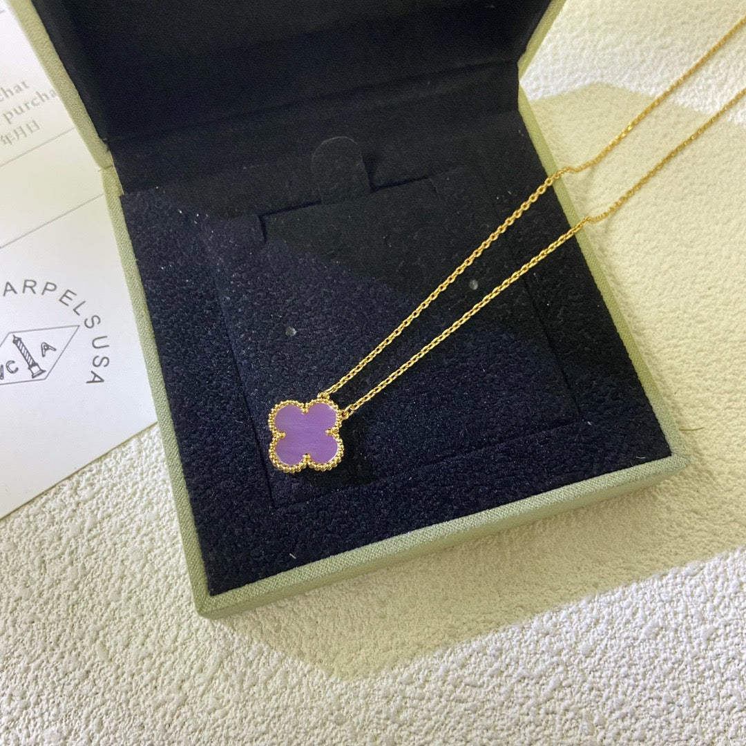 [Kincade Jewelrys]CLOVER 15MM  PURPLE VIOLET NECKLACE