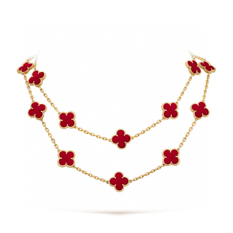 [Kincade Jewelrys]CLOVER 20 MOTIFS CARNELIAN NECKLACE