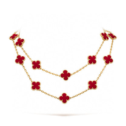 [Kincade Jewelrys]CLOVER 20 MOTIFS CARNELIAN NECKLACE