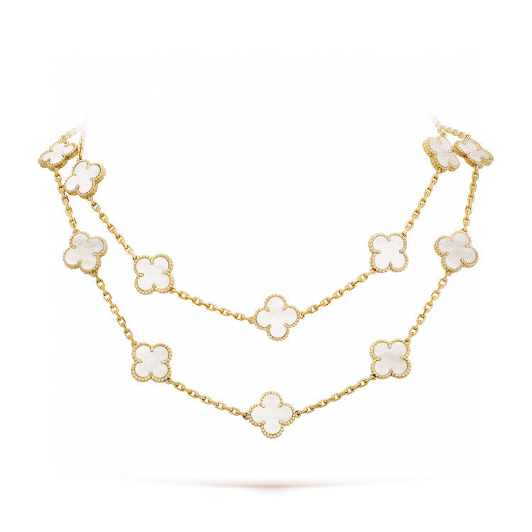 [Kincade Jewelrys]CLOVER 20 MOTIFS WHITE MOP NECKLACE