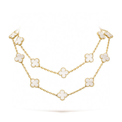 [Kincade Jewelrys]CLOVER 20 MOTIFS WHITE MOP NECKLACE