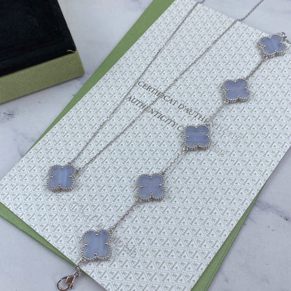 [Kincade Jewelrys]CLOVER  5 MOTIF PURPLE CHALCEDONY BRACELET SILVER