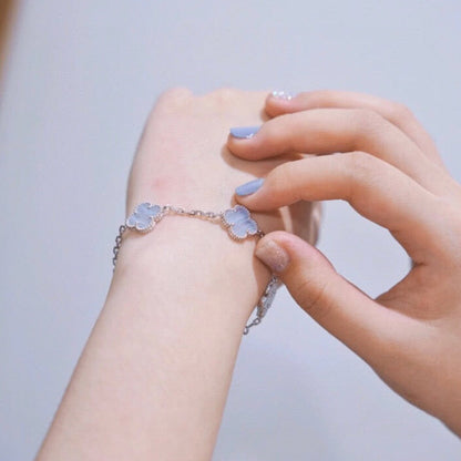 [Kincade Jewelrys]CLOVER  5 MOTIF PURPLE CHALCEDONY BRACELET SILVER