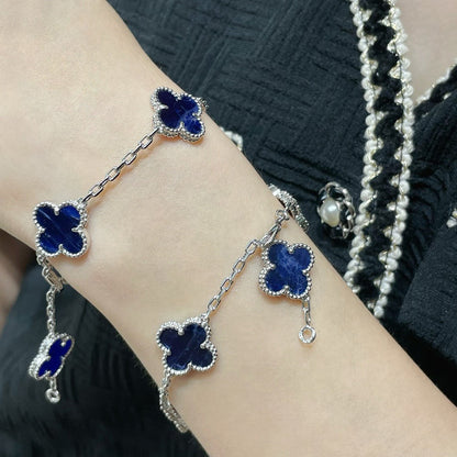 [Kincade Jewelrys]CLOVER 5 MOTIF PIETERSITE SILVER BRACELET