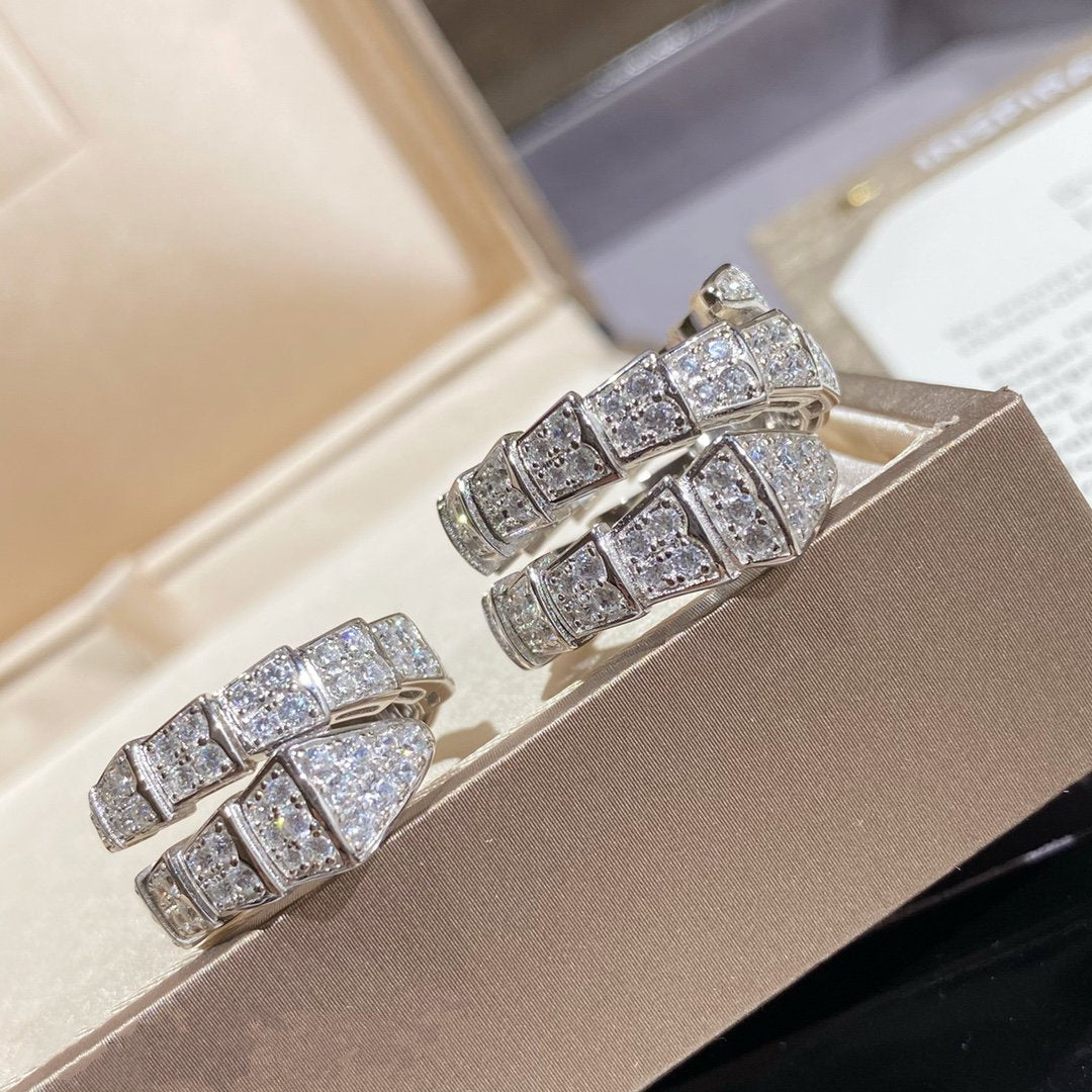[Kincade Jewelrys]SERPENTI DOUBLE RING SILVER DIAMOND PAVED