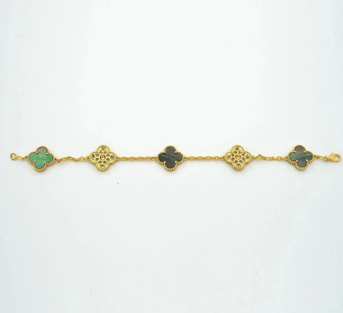 [Kincade Jewelrys]CLOVER 5 MOTIF GRAY MOP DIAMOND BRACELET