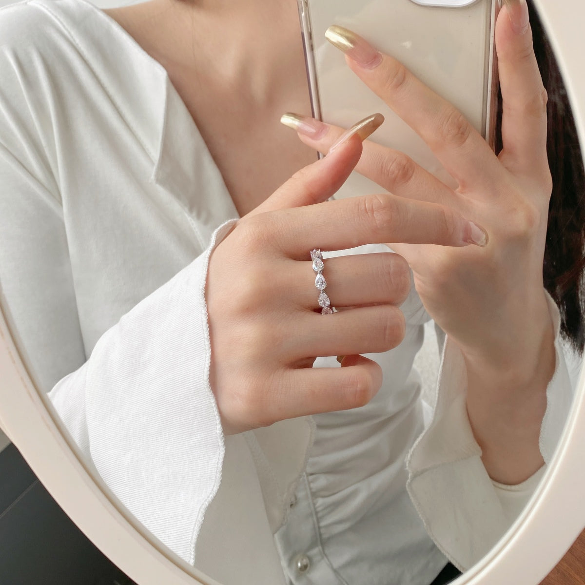 [Kincade Jewelrys]Exquisite Pear Cut Tennis Ring