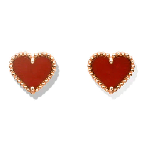 [Kincade Jewelrys]HEART CARNELIAN STUD EARRINGS