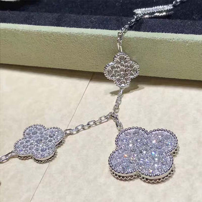 [Kincade Jewelrys]CLOVER 6 MOTIFS SILVER DIAMOND BRACELET