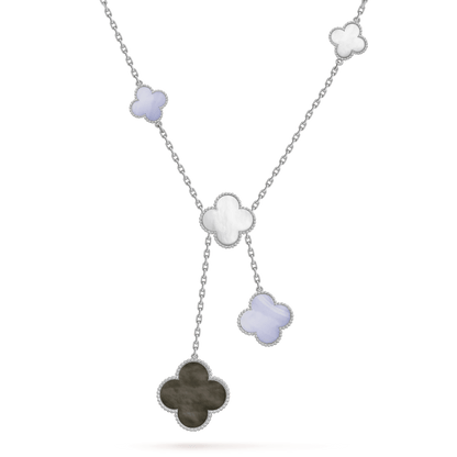[Kincade Jewelrys]CLOVER MOP CHALCEDONY NECKLACE SILVER 6 MOTIF
