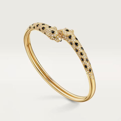 [Kincade]PANTHERE DOUBLE HEADED HALF DIAMOND OPEN BRACELET