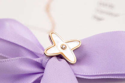 [Kincade Jewelrys]JEUX DE WHITE MOP PINK GOLD DIAMOND EARRINGS