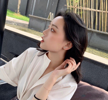 [Kincade Jewelrys]JEUX DE WHITE MOP ROSE GOLD DIAMOND EARRINGS