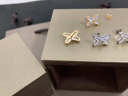 [Kincade Jewelrys]JEUX DE WHITE MOP SILVER DIAMOND EARRINGS