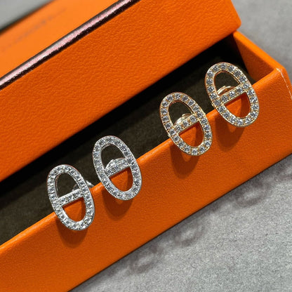 [Kincade Jewelrys]HM FULL DIAMOND PIG NOSE STUD EARRINGS