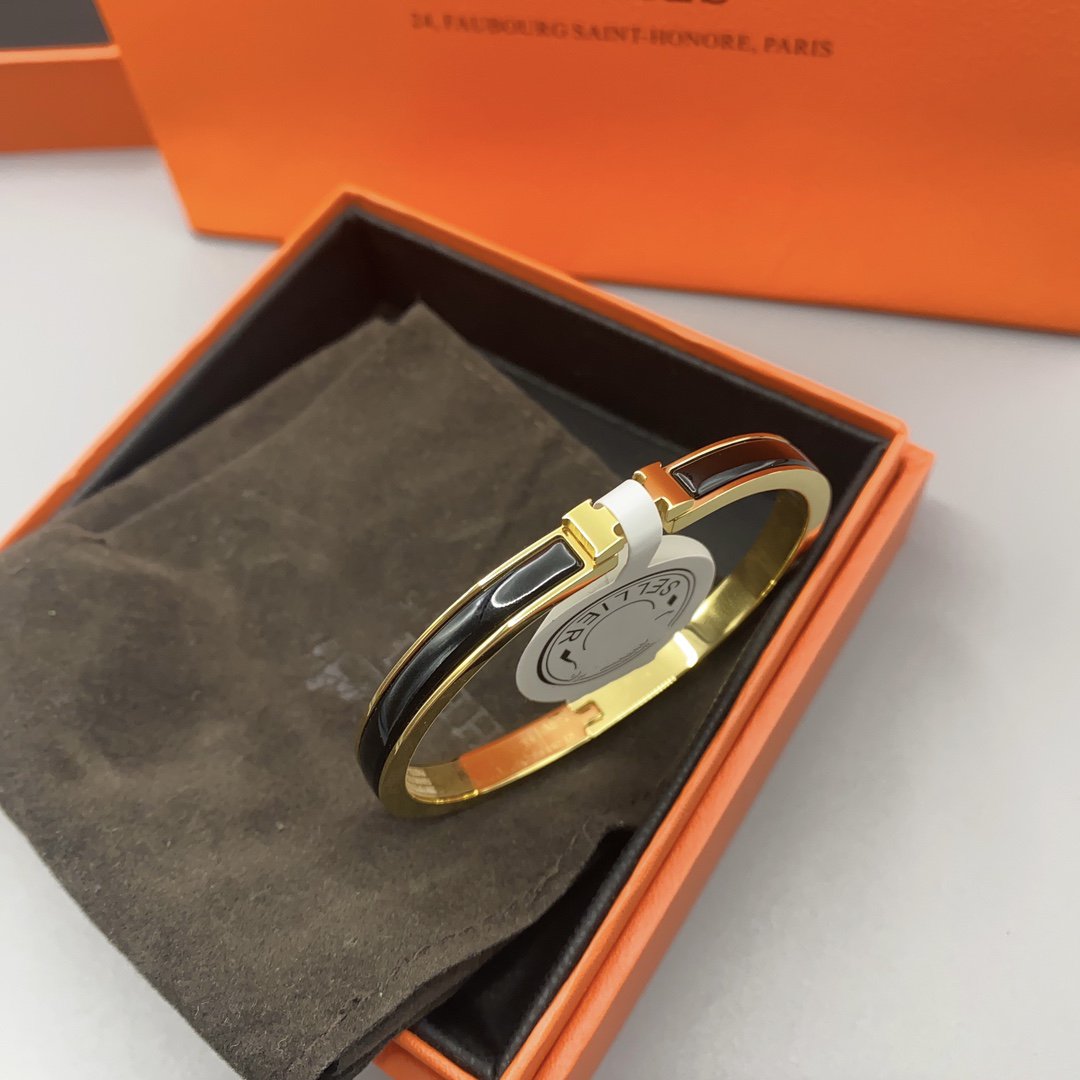 [Kincade Jewelrys]CLASSIC HM CLIC BLACK 8MM ENAMEL BRACELET