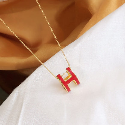[Kincade Jewelrys]HM CLIC RED ENAMEL GOLD NECKLACE