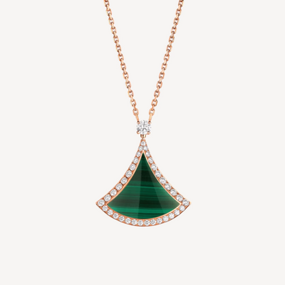[Kincade Jewelrys]DREAM MALACHITE DIAMOND PAVED PINK GOLD NECKLACE