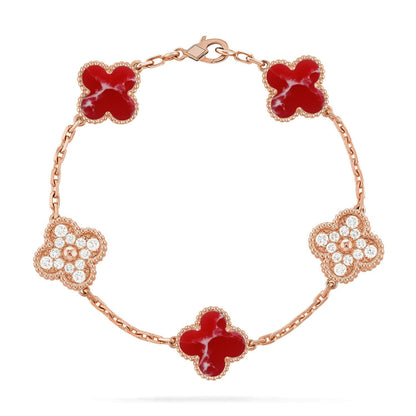 [Kincade]CLOVER 5 MOTIF RED PATTERN BRACELET COLLECTION