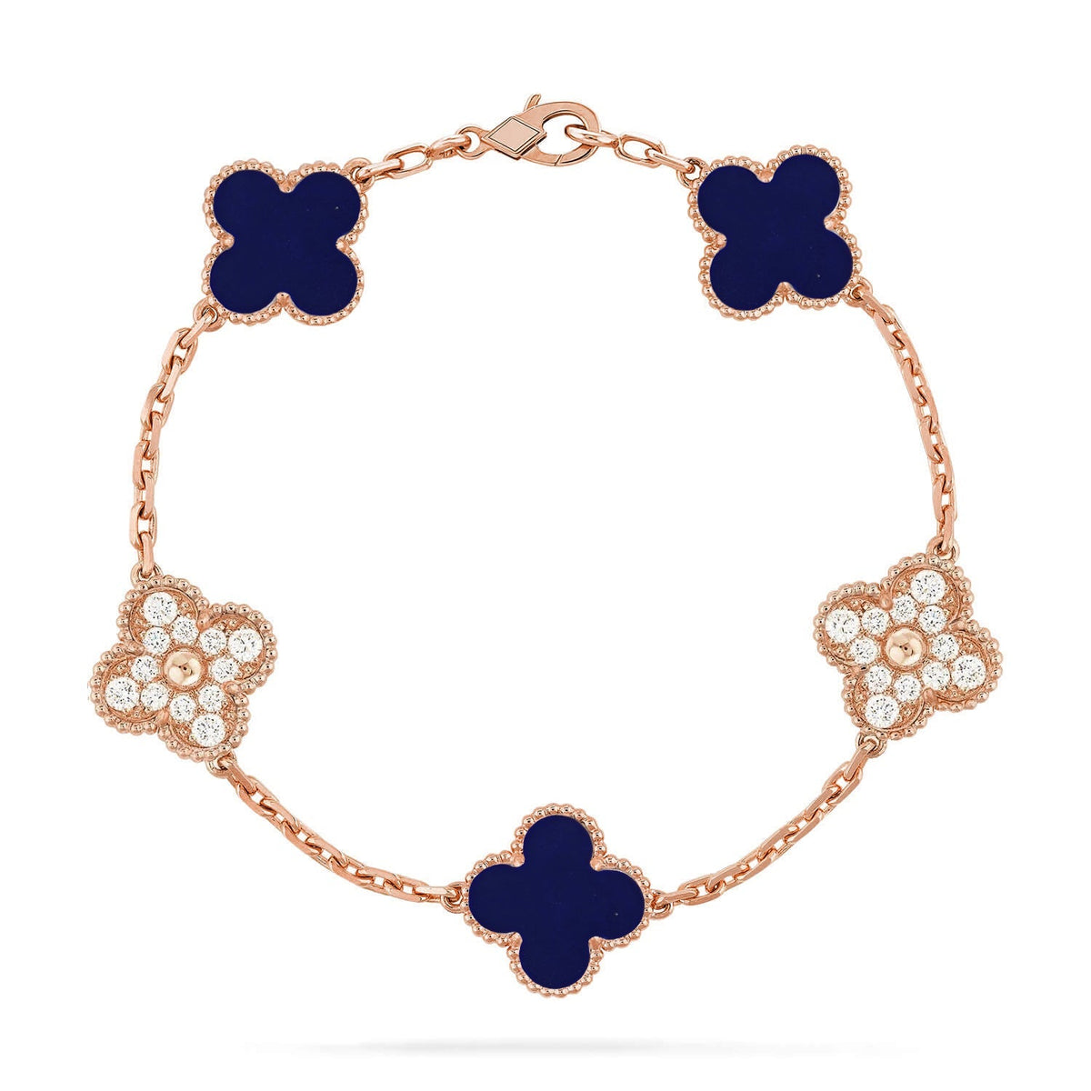 [Kincade] COLECCIÓN DE PULSERAS DE LAPIS LÁZULI CON 5 MOTIVOS DE TRÉBOL