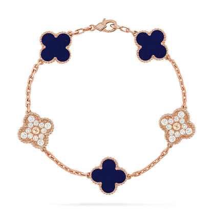 [Kincade] COLECCIÓN DE PULSERAS DE LAPIS LÁZULI CON 5 MOTIVOS DE TRÉBOL