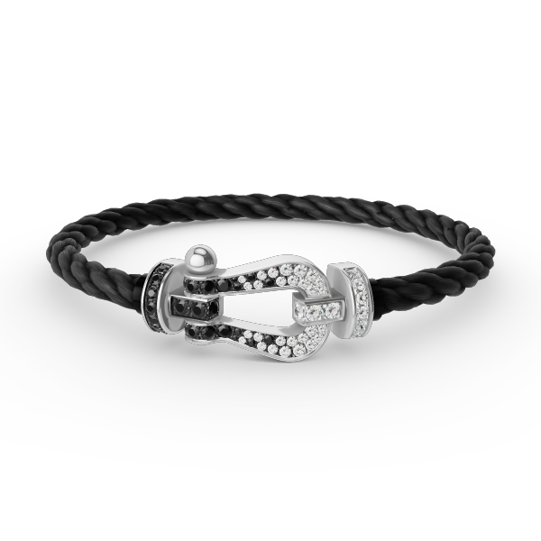 [Kincade Jewelrys]FORCE LARGE HORSESHOE BLACK WHITE DIAMOND BRACELET SILVER