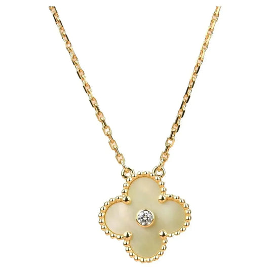 [kincade]CLOVER 15MM DIAMOND GOLD MOTHER OF PEARL NECKLACE