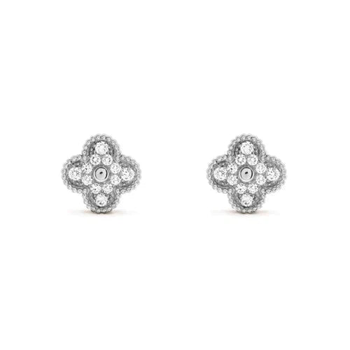 [Kincade Jewelrys]CLOVER 1 MOTIFS DIAMOND STUD EARRINGS SILVER