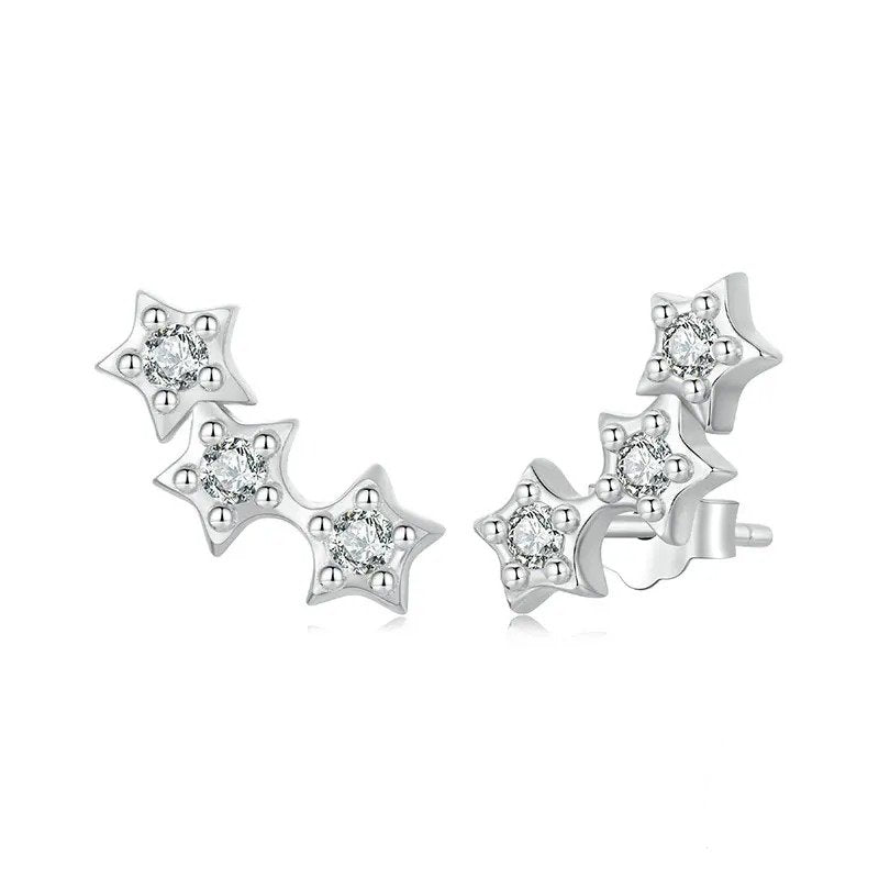 Pendientes de plata con forma de estrella pequeña para mujer y adolescente