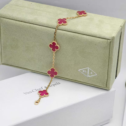 [Kincade]CLOVER 5 MOTIFS PINK ENAMEL BRACELET