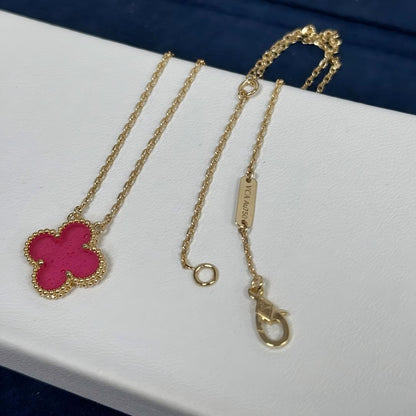 [Kincade] CLOVER 1 MOTIFS PINK ENAMEL NECKLACE