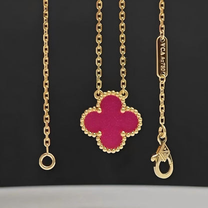 [Kincade] CLOVER 1 MOTIFS PINK ENAMEL NECKLACE