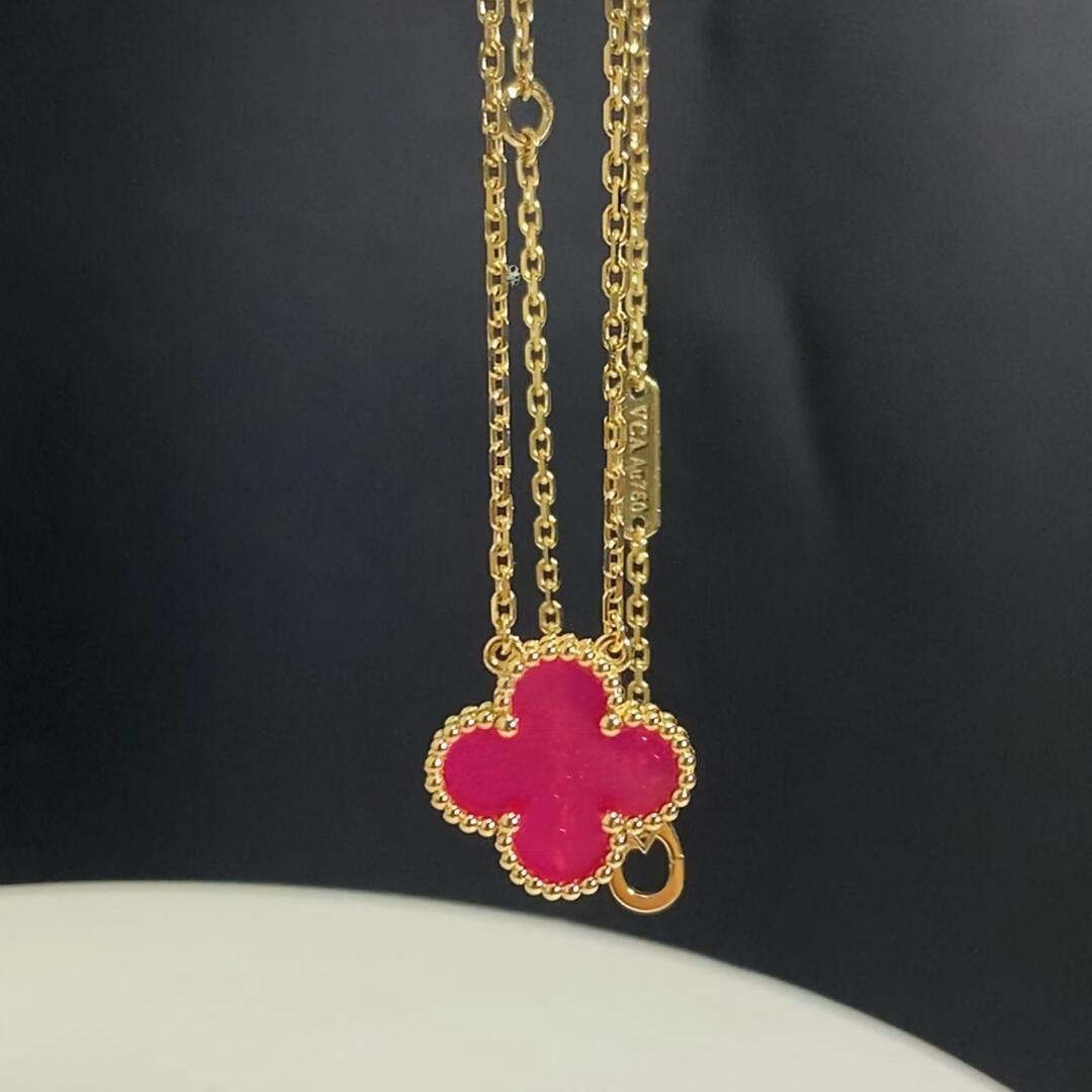 [Kincade] CLOVER 1 MOTIFS PINK ENAMEL NECKLACE
