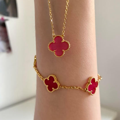 [Kincade] CLOVER 1 MOTIFS PINK ENAMEL NECKLACE
